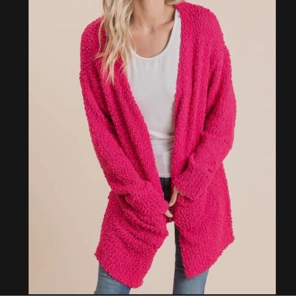 NWT Hot Pink Cardigan with Pockets, Small - Picture 1 of 8